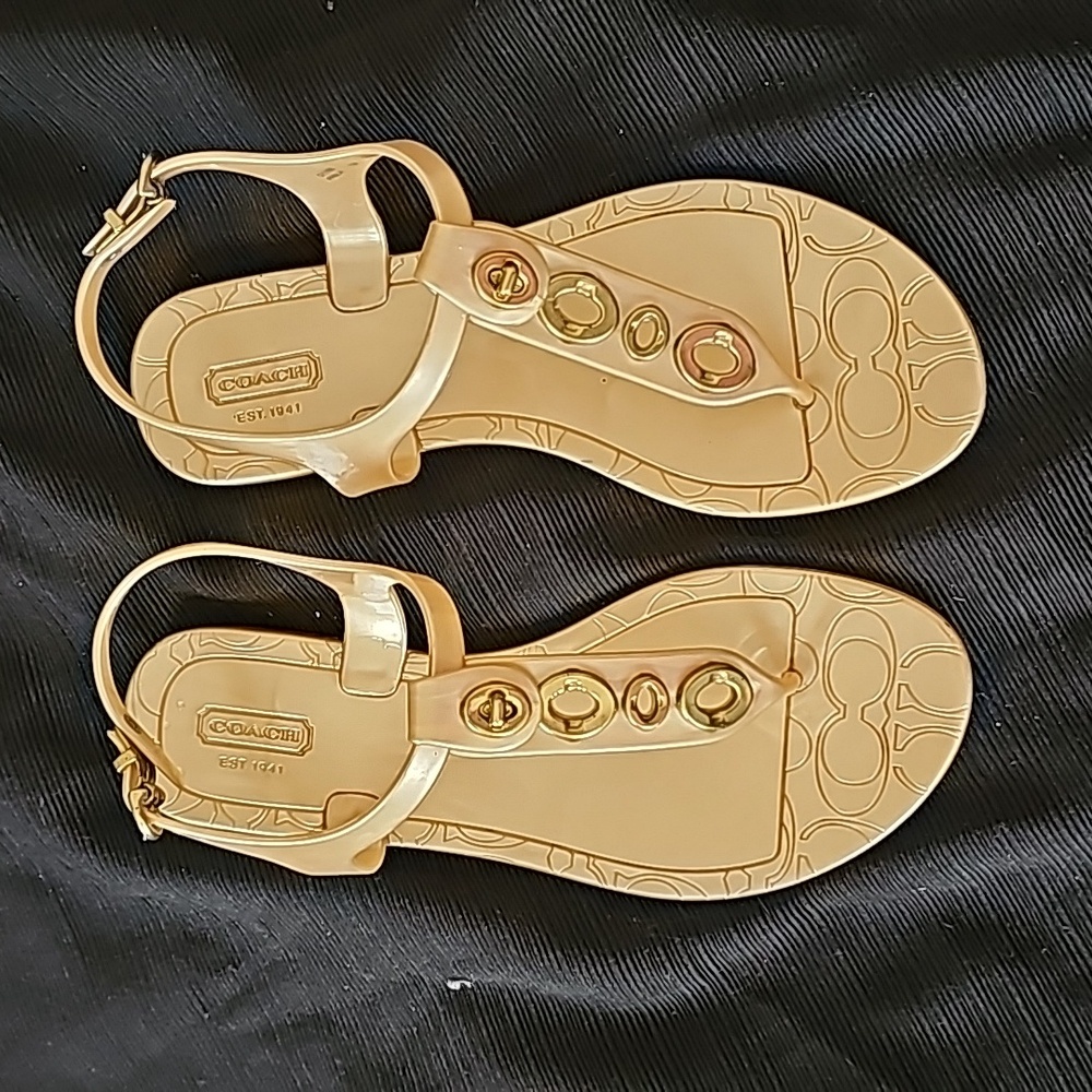 Ladies Coach sandals,  gold, sz 7